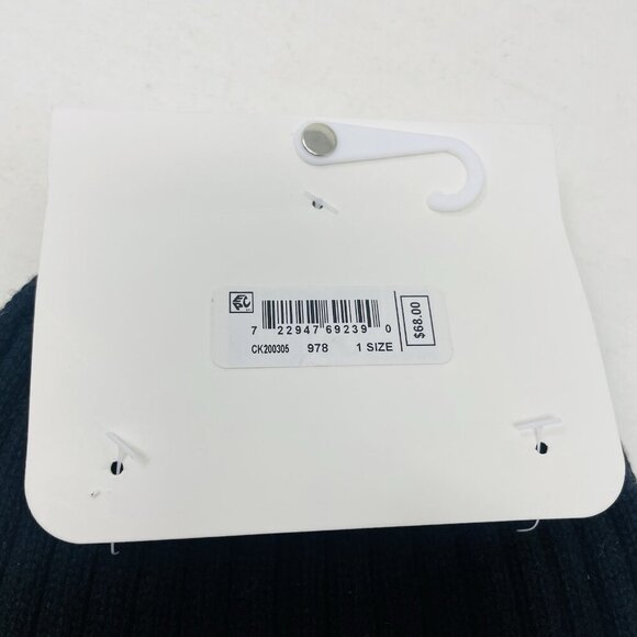 Calvin Klein Womens One Size Fits Most Ribbed Cuffed Sweater Knit Hat in Black - Picture 5 of 5